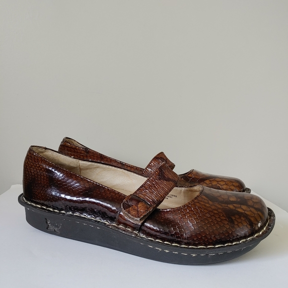 Alegria Feliz Snakeskin Print Mary Jane Shoes Clogs Leather US 9 / EU 39 - Picture 2 of 16